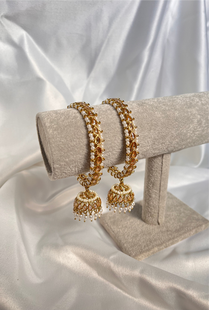 Gold Jhumka Bangles - Pear