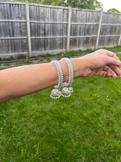 Silver Jhumka Bangles - Round