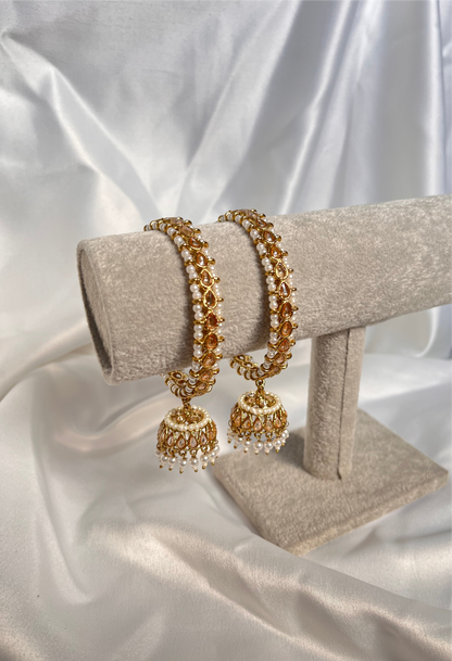 Gold Jhumka Bangles - Pear