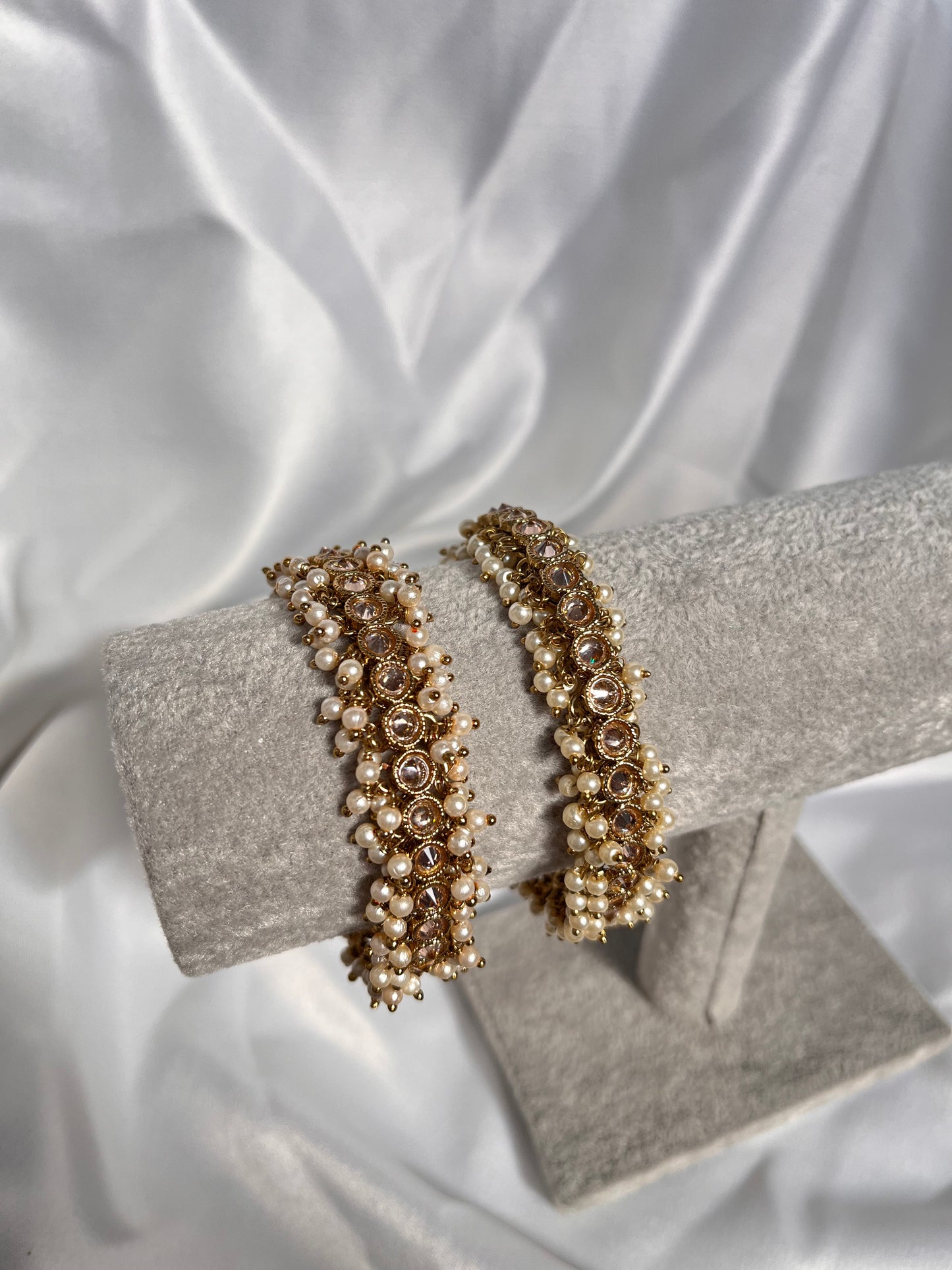 Gold Pearl Cluster Bangles